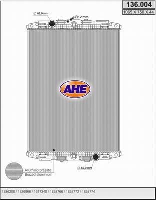 AHE 136.004 - Радіатор, охолодження двигуна autozip.com.ua