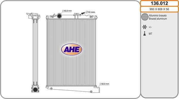AHE 136.012 - Радіатор, охолодження двигуна autozip.com.ua