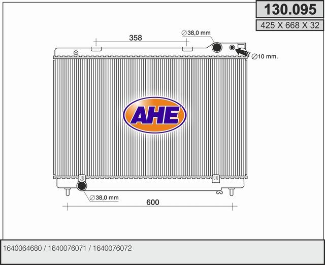 AHE 130.095 - Радіатор, охолодження двигуна autozip.com.ua