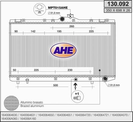 AHE 130.092 - Радіатор, охолодження двигуна autozip.com.ua