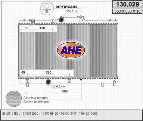 AHE 130.029 - Радіатор, охолодження двигуна autozip.com.ua