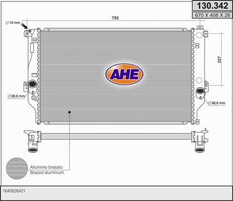 AHE 130.342 - Радіатор, охолодження двигуна autozip.com.ua