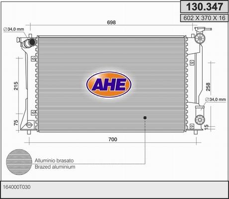 AHE 130.347 - Радіатор, охолодження двигуна autozip.com.ua