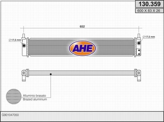 AHE 130.359 - Радіатор, охолодження двигуна autozip.com.ua