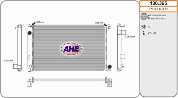 AHE 130.365 - Радіатор, охолодження двигуна autozip.com.ua