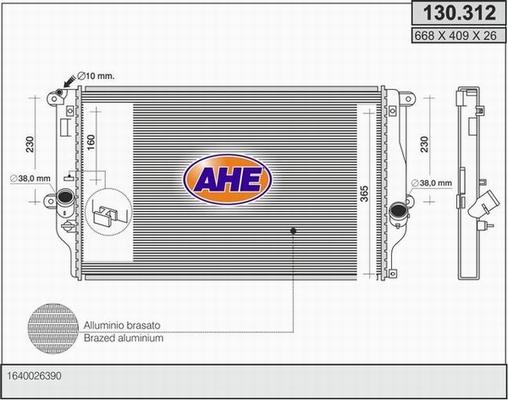 AHE 130.312 - Радіатор, охолодження двигуна autozip.com.ua