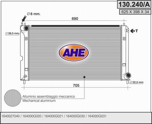 AHE 130.240/A - Радіатор, охолодження двигуна autozip.com.ua