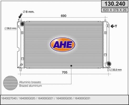 AHE 130.240 - Радіатор, охолодження двигуна autozip.com.ua