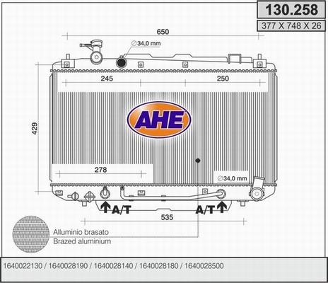 AHE 130.258 - Радіатор, охолодження двигуна autozip.com.ua
