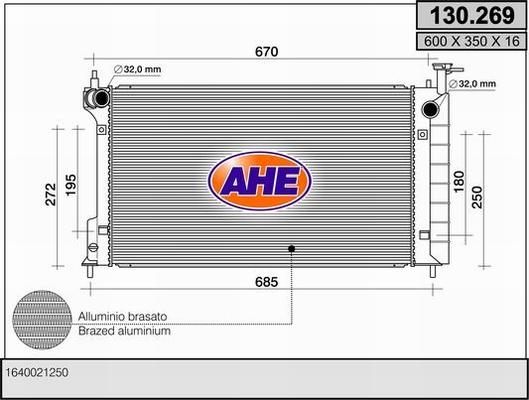 AHE 130.269 - Радіатор, охолодження двигуна autozip.com.ua