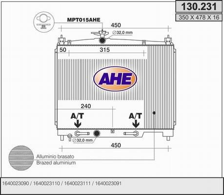 AHE 130.231 - Радіатор, охолодження двигуна autozip.com.ua