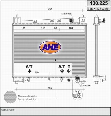 AHE 130.225 - Радіатор, охолодження двигуна autozip.com.ua