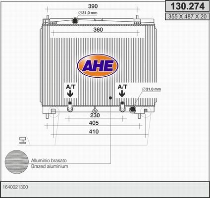 AHE 130.274 - Радіатор, охолодження двигуна autozip.com.ua