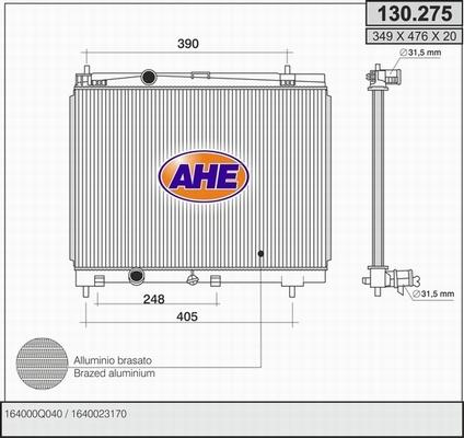 AHE 130.275 - Радіатор, охолодження двигуна autozip.com.ua