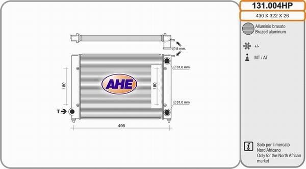 AHE 131.004HP - Радіатор, охолодження двигуна autozip.com.ua