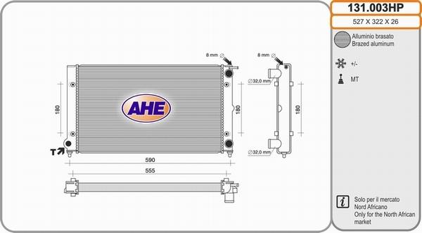 AHE 131.003HP - Радіатор, охолодження двигуна autozip.com.ua