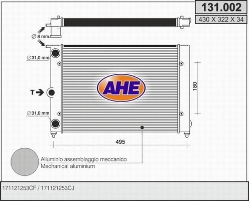 AHE 131.002 - Радіатор, охолодження двигуна autozip.com.ua