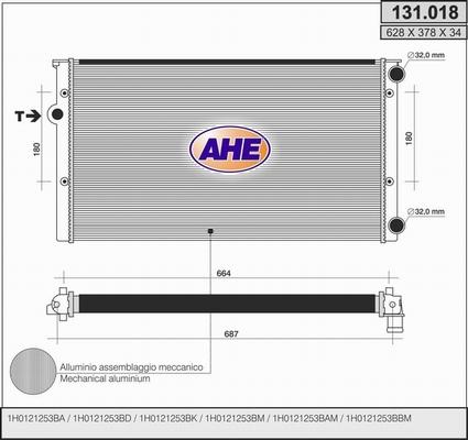 AHE 131.018 - Радіатор, охолодження двигуна autozip.com.ua