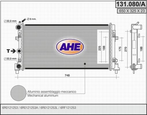 AHE 131.080/A - Радіатор, охолодження двигуна autozip.com.ua