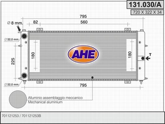 AHE 131.030/A - Радіатор, охолодження двигуна autozip.com.ua