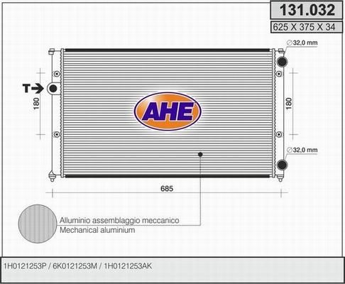 AHE 131.032 - Радіатор, охолодження двигуна autozip.com.ua