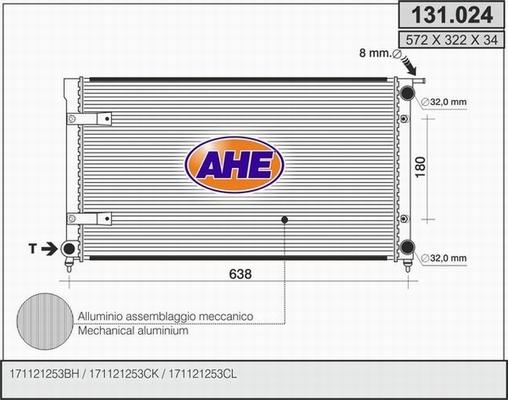 AHE 131.024 - Радіатор, охолодження двигуна autozip.com.ua