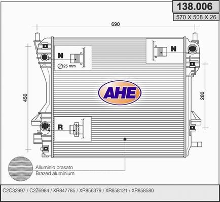 AHE 138.006 - Радіатор, охолодження двигуна autozip.com.ua