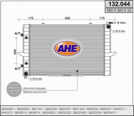 AHE 132.044 - Радіатор, охолодження двигуна autozip.com.ua