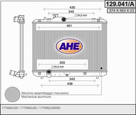 AHE 129.041/A - Радіатор, охолодження двигуна autozip.com.ua