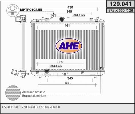 AHE 129.041 - Радіатор, охолодження двигуна autozip.com.ua