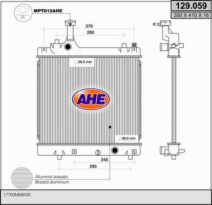 AHE 129.059 - Радіатор, охолодження двигуна autozip.com.ua