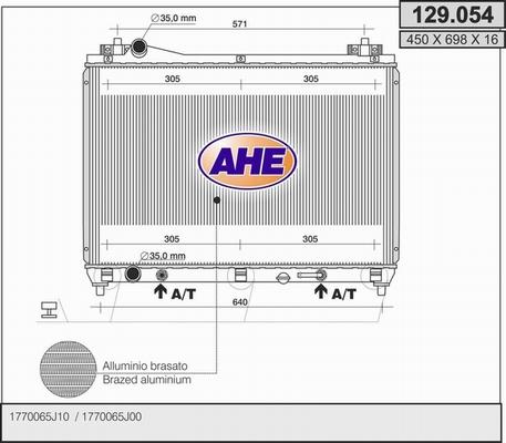 AHE 129.054 - Радіатор, охолодження двигуна autozip.com.ua