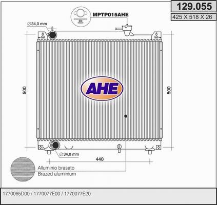 AHE 129.055 - Радіатор, охолодження двигуна autozip.com.ua