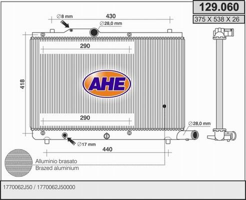 AHE 129.060 - Радіатор, охолодження двигуна autozip.com.ua