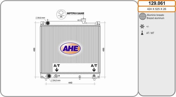 AHE 129.061 - Радіатор, охолодження двигуна autozip.com.ua