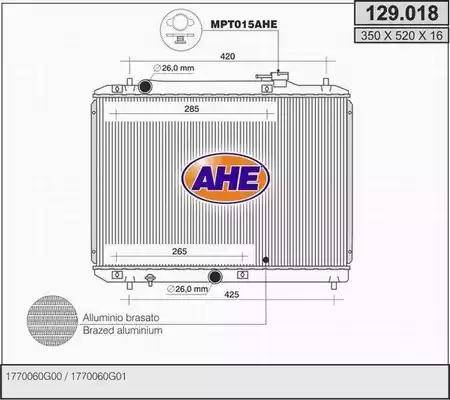 AHE 129.018 - Радіатор, охолодження двигуна autozip.com.ua