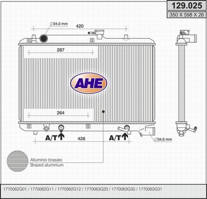 AHE 129.025 - Радіатор, охолодження двигуна autozip.com.ua