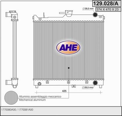AHE 129.028/A - Радіатор, охолодження двигуна autozip.com.ua