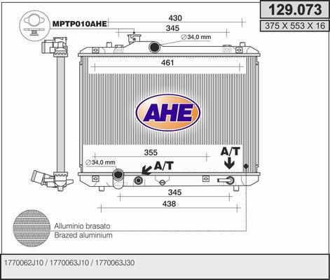 AHE 129.073 - Радіатор, охолодження двигуна autozip.com.ua