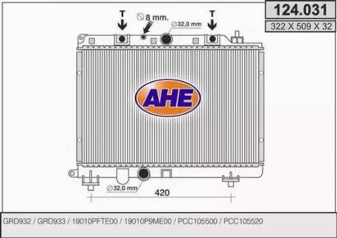 AHE 124.031 - Радіатор, охолодження двигуна autozip.com.ua