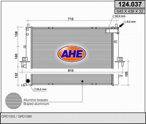 AHE 124.037 - Радіатор, охолодження двигуна autozip.com.ua
