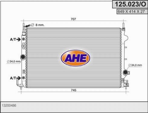 AHE 125.023/O - Радіатор, охолодження двигуна autozip.com.ua