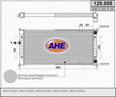 AHE 126.008 - Радіатор, охолодження двигуна autozip.com.ua