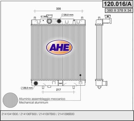 AHE 120.016/A - Радіатор, охолодження двигуна autozip.com.ua