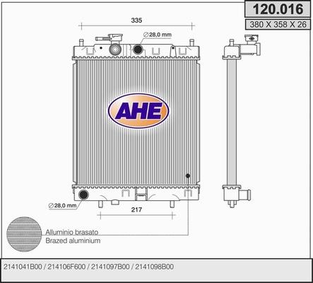 AHE 120.016 - Радіатор, охолодження двигуна autozip.com.ua