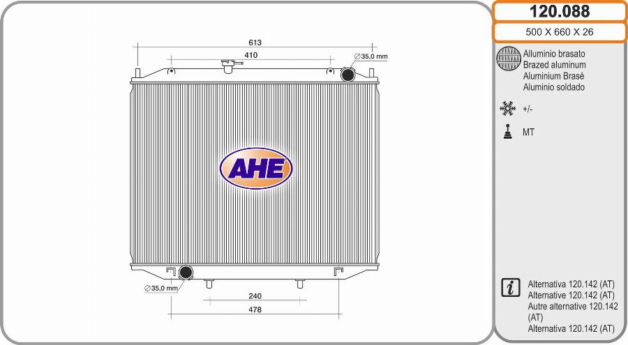 AHE 120.088 - Радіатор, охолодження двигуна autozip.com.ua