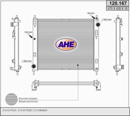 AHE 120.167 - Радіатор, охолодження двигуна autozip.com.ua