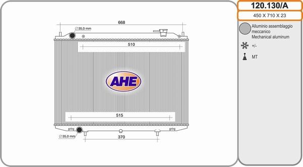 AHE 120.130/A - Радіатор, охолодження двигуна autozip.com.ua