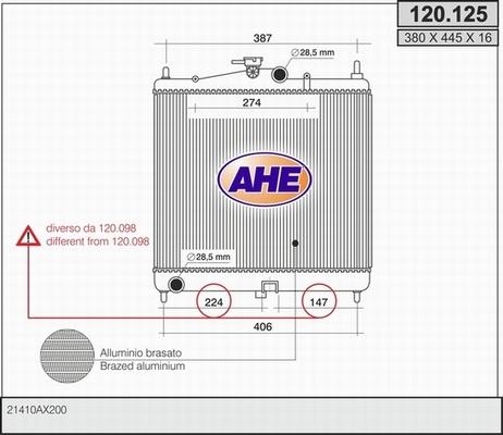 AHE 120.125 - Радіатор, охолодження двигуна autozip.com.ua