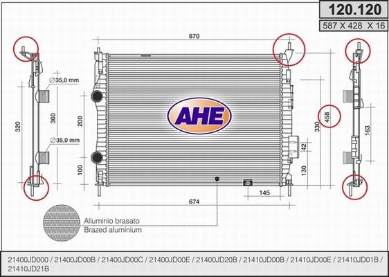 AHE 120.120 - Радіатор, охолодження двигуна autozip.com.ua